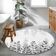 thumbnail image 4 of Round Area Rug 4 Ft, Spring Gray Eucalyptus Washable Non-Slip Circle Carpet for Living Room/Bedroom, Summer Botanical Leaf Country Low-Profile Crawling Mats Collection Rugs for Indoor, 4 of 7
