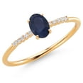 thumbnail image 3 of Gem Stone King 10K Yellow Gold Oval Blue Sapphire and White Lab Grown Diamond Engagement Ring for Women (0.60 Cttw, Oval 6X4MM, Gemstone September Birthstone, Available in Size 5, 6, 7, 8, 9), 3 of 6