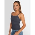 thumbnail image 4 of Womens Adjustable Camisole Sleeveless Square Neck Spaghetti Strap Tank Tops Basic Shirt Dark Gray XS, 4 of 8