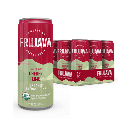Frujava Sparkling Cherry Lime Energy Drink Natural Caffeine from Coffee Organic Gluten-Free Vegan 12 Fl Oz (Pack of 12)