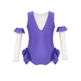 thumbnail image 2 of Jowowha Little Big Girls Circus Show Performance Outfit Sleeveless Trapeze Ruffle Leotard Halloween Lavender 10, 2 of 6