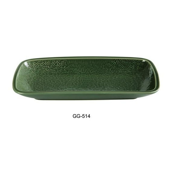 Green Gem Rectangular Display Plate, Green - Pack of 24