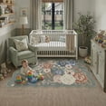 thumbnail image 3 of BERTHMEER 3'x5' Scalloped Area Rugs for Living Room Bedroom Farmhouse Non Slip Washable Floral Sage Green Vintage Carpets Watercolor Roses Flower Office Dorm Throw Rugs, Orangeand Dusty Blue, 3 of 5