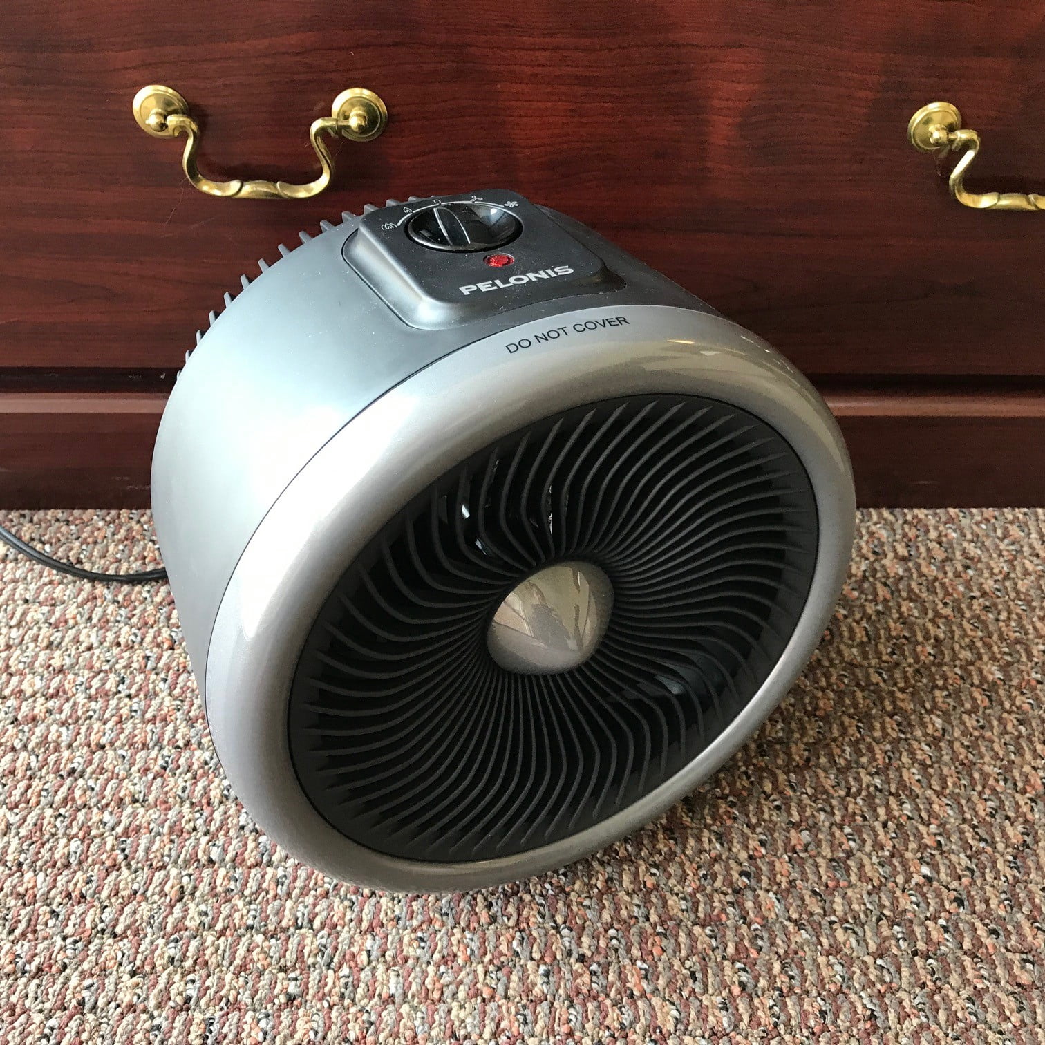 Pelonis Vortex 2-in-1 Heater & Fan, HF18-U1B, Silver & Black