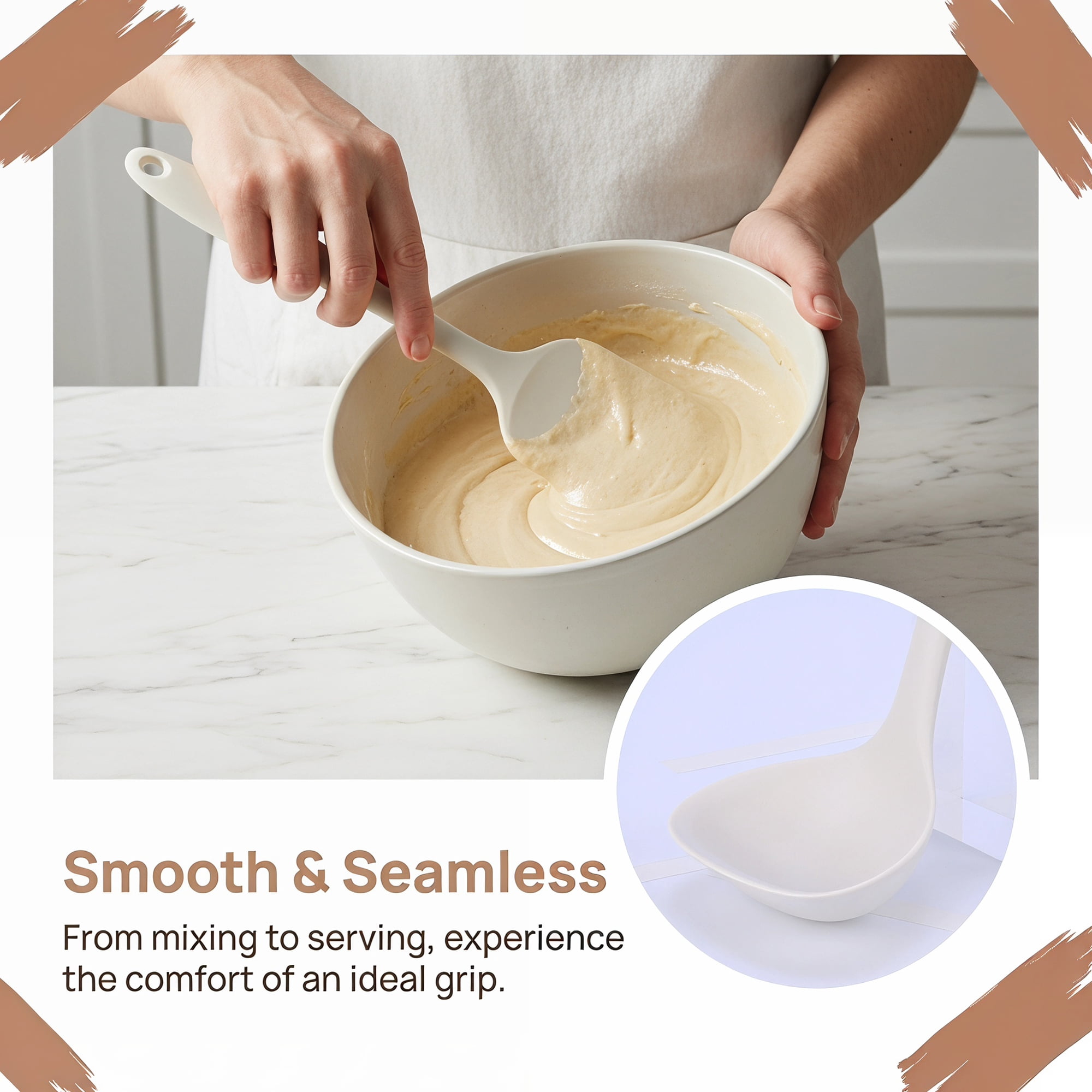 Unique Bargains Non Stick Cookware Silicone Kitchen Utensil Set Beige 3Pcs