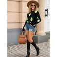 thumbnail image 6 of Women'S 2025 Autumn and Winter Knitted Loose Personality Lemon Sweater Round Neck Casual Long Sleeve Tops Black XL, 6 of 7