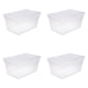 image 0 of Sterilite 90 Qt. Storage Box Plastic, White, Set of 4