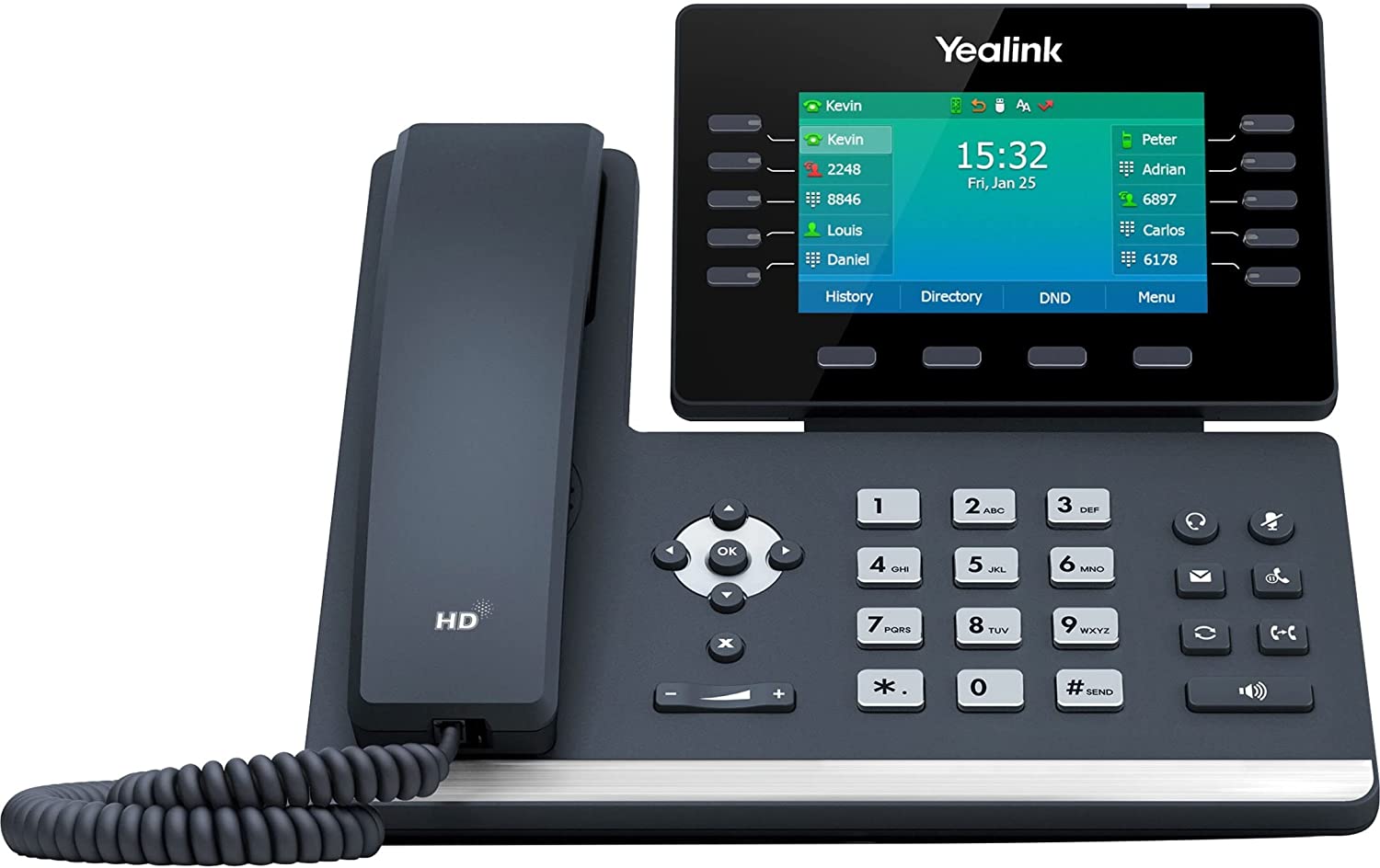 Yealink SIP-T54W IP Phone Corded/Cordless Corded/Cordless Wi-Fi,  Bluetooth Wall Mountable, Desktop Classic Gray
