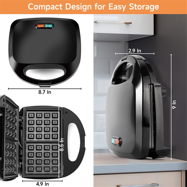 Breakfast Maker 2-Slice with Nonstick Plates Sandwich Maker 750W Breakfast Machine Kitchen Oven Home US Plug
