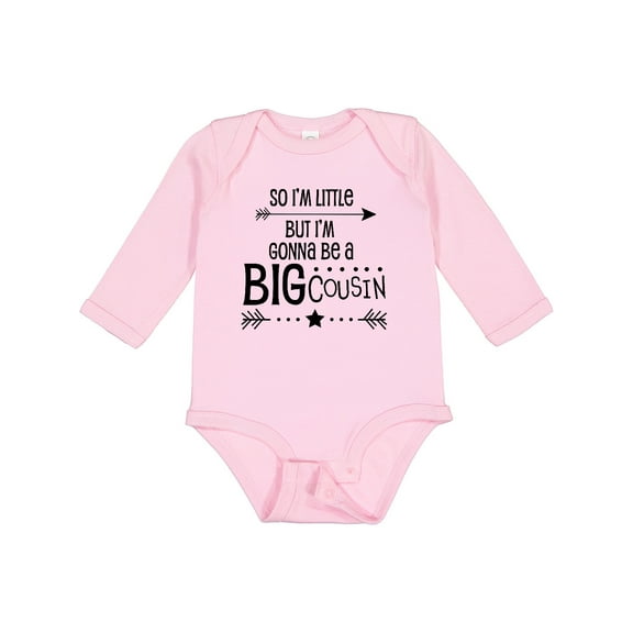 Inktastic So I'm Little, but I'm Gonna Be a Big Cousin Boys or Girls Long Sleeve Baby Bodysuit