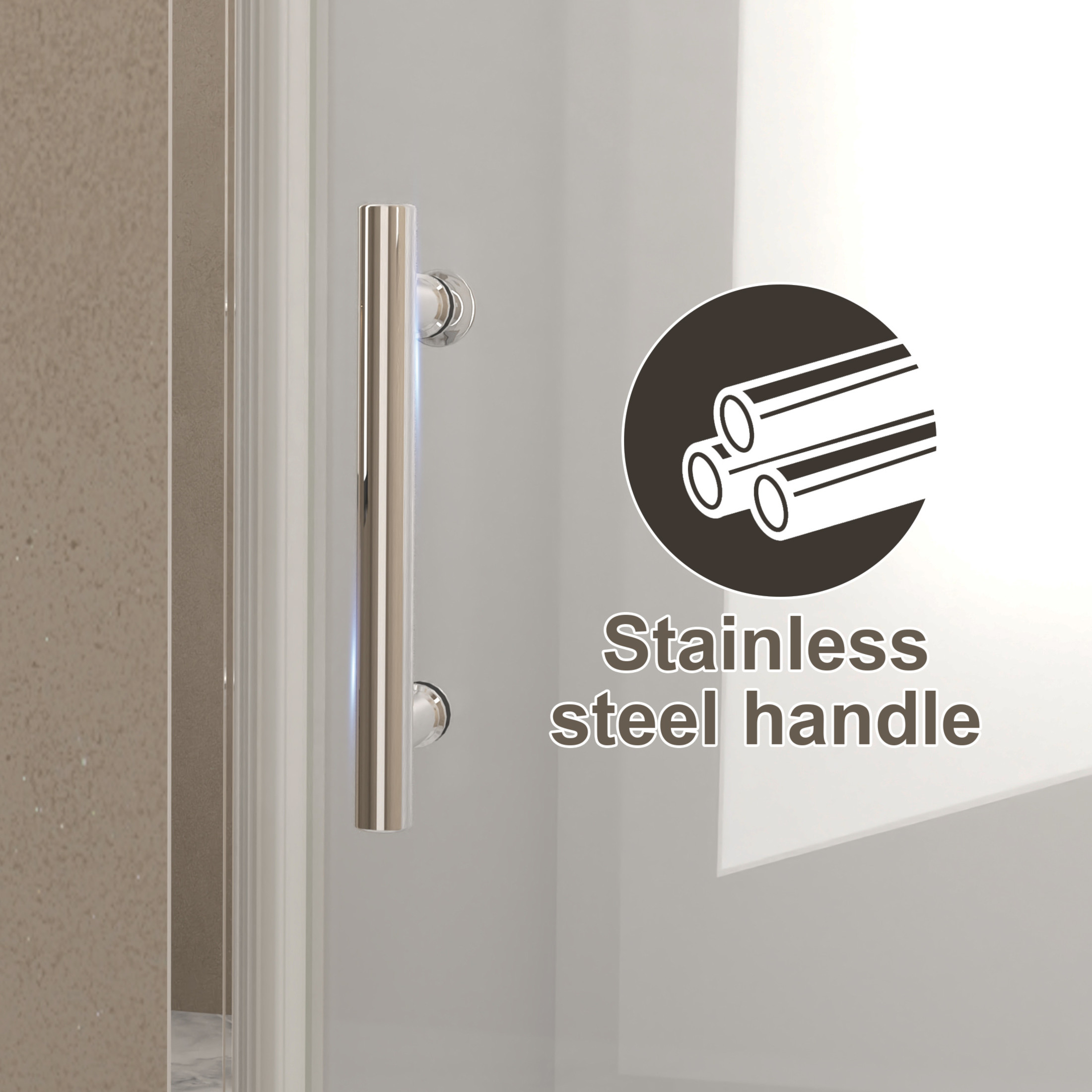 Noble House 28"x72" Pivot Shower Door, Aluminum Frame with Tempered Glass, Stainless Steel Handle, Chrome