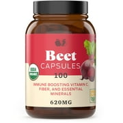 Organic Beet Root Capsules - Beet Root Capsules Made in the USA, Naturally Boost Energy, Stamina, & Nitric Oxide with a Pure Organic Beet Root Supplement