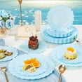 thumbnail image 2 of 100pcs Blue Scalloped Plastic Plates-Blue Disposable Plates Heavy Duty-Disposable Plate Set for Party Wedding-Include 50 Plastic Dinner & Dessert Plate Perfect for Thanksgiving,Christmas, 2 of 8