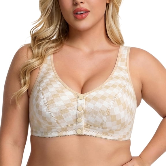MVRLSH Sports Bras for Women Wire Free Full Coverage Breathable Supportive Front Closure Everyday Work Seamless Underwear Bra