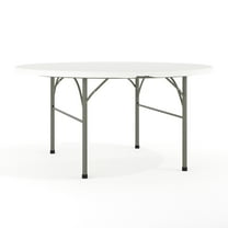 Flash Furniture Scarborough 5' Round Bi-Fold Plastic Event Folding Table with Handle, White