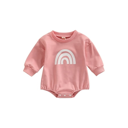 

ZIYIXIN Autumn Winter Newborn Baby Girl Boy Jumpsuit Long Sleeves Rainbow Print Romper Bodysuit Kids Clothes Pink 3-6 Months