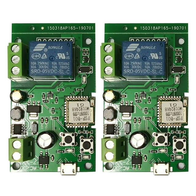Amdohai 2PCS eWeLink DC5V 24V 32V Wifi Switch Wireless Relay Module Smart Home Automation Modules Phone APP Remote Control Timer Switch Home Voice Control for Access Control System Inching/Self-L