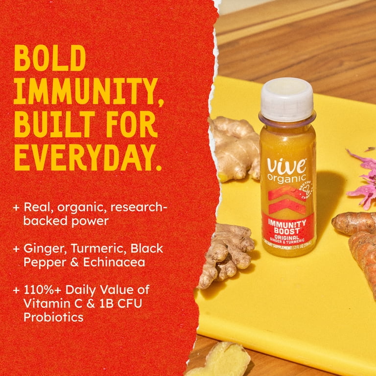 Vive Organic Immunity Boost Shot, Ginger and Turmeric Wellness