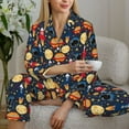thumbnail image 4 of JUNZAN Colorful Astronomy Print Womens Pajama Sets,Long Sleeve Button Down for Women Pjs 2 piece, 4 of 5