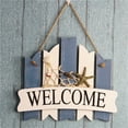 thumbnail image 5 of CATIEBYE outdoor beach decor WELCOME Wooden Fishing Net Sea Star Hanging Blue 1Pack, 5 of 6
