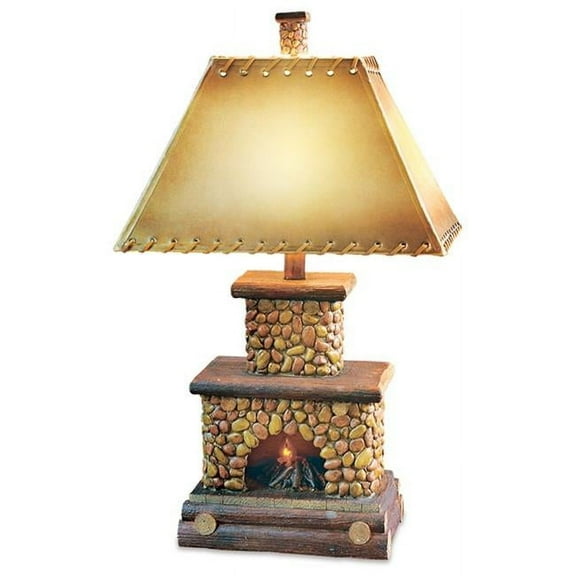 Stone Fireplace Rustic Lamp with Night Light [Misc.] - Lodge Fixtures