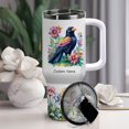 thumbnail image 2 of Custom Name 40oz Crow Tumbler with Handle & Straw - Stainless Steel Travel Cup for Girls, Women - Unique Bird Lover Gift for Holiday, Christmas or Birthday Present, 2 of 6