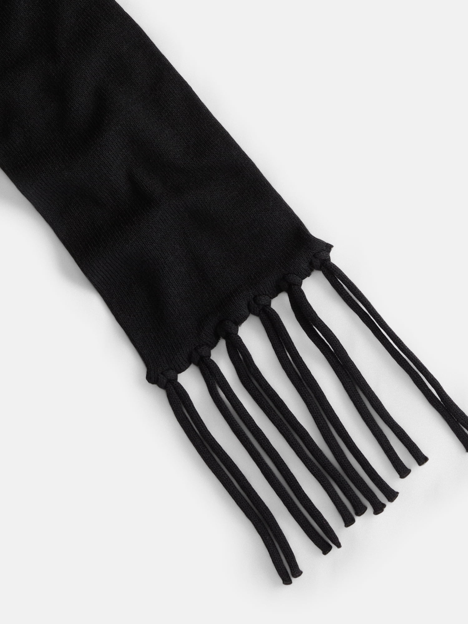 No Boundaries Women's Solid Scarf with Fringe, Black Soot