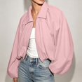 thumbnail image 4 of Unir Collared Zip Up Casual Bomber Jacket for Women, Balloon Sleeve Cropped, Thick Durable Polyester Everyday Outerwear, 1 Piece, S-L, 4 of 6