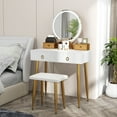 thumbnail image 6 of Costway Vanity Makeup Dressing Table Stool Set 3-Color Lighted Mirror with Drawers White, 6 of 10