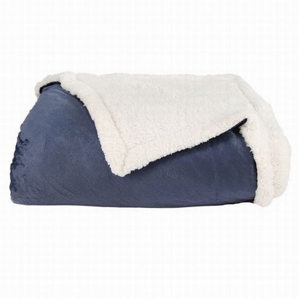 NorthCrest Home Blue Micromink Sherpa Twin Blanket Reversible Soft Bedding