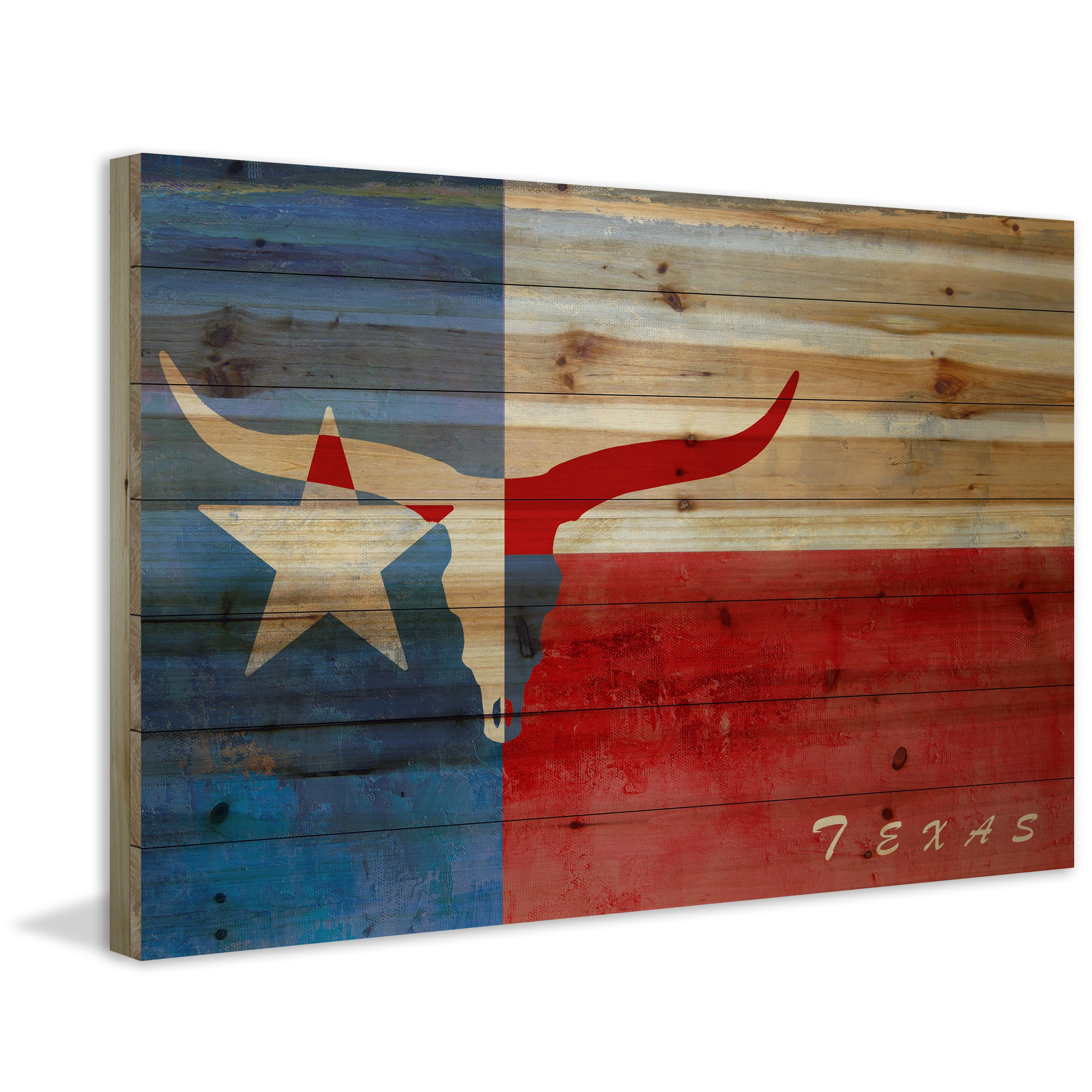 MARMONT HILL  - 'Texan Origins' Painting Print on Natural Pine Wood - Multi-Color 36 x 24