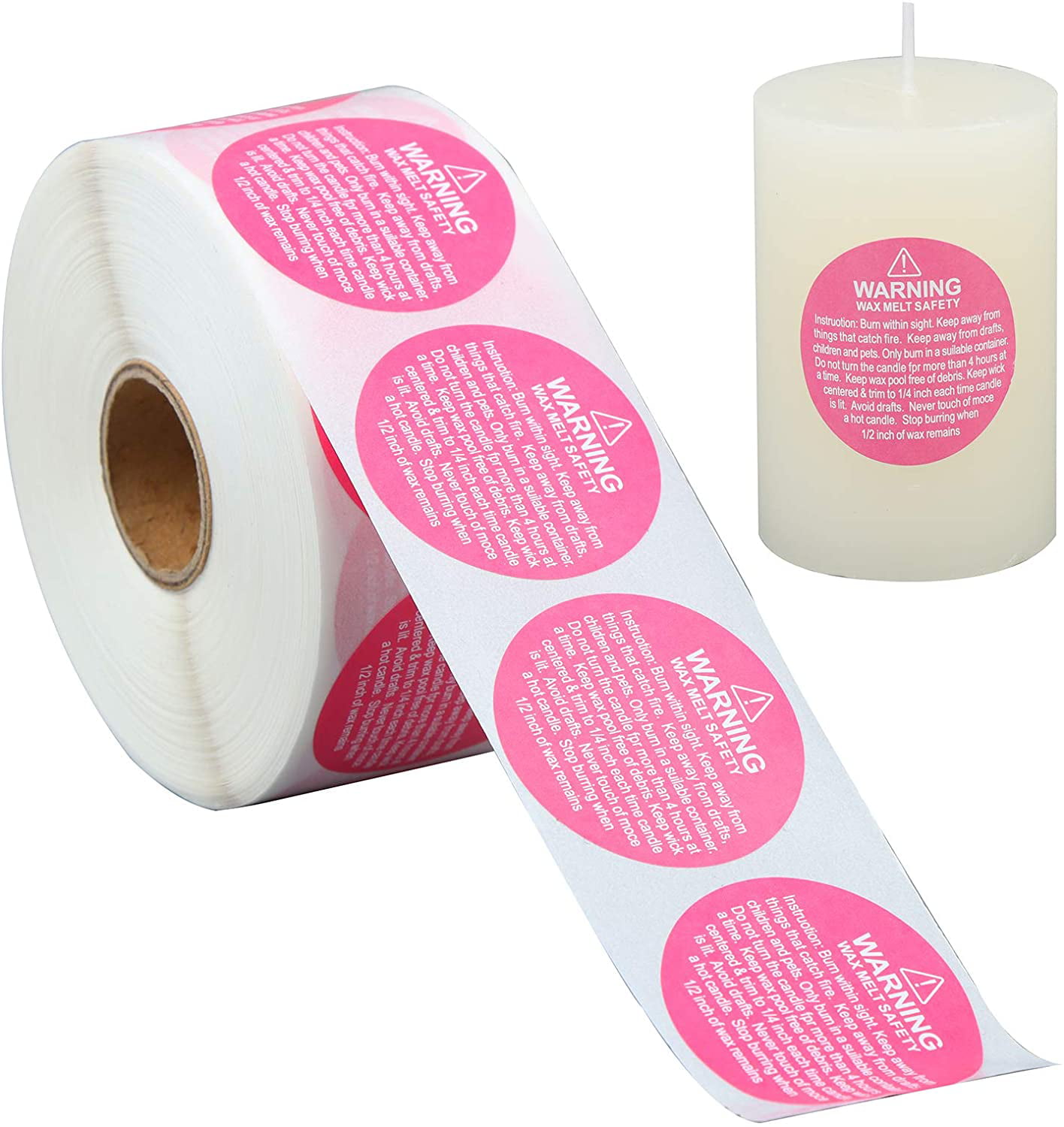 color2 1000Pcs Candle Warning Labels 1.8 inch Candle Jar Container Stickers Waterproof Wax Labels Sticker Decal for Candle Jars,Tins and Votives Random Color 