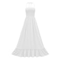 thumbnail image 5 of Npasoilc Summer Backless Hanging Neck Dresses for Women Sleeveless Solid Color A-Line Long Dress, 5 of 6