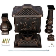 BARONAGE Cast Aluminum Mail Box, Postal Box , Mailbox and Post Kit,Mailbox Color Bronze