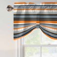 thumbnail image 4 of Tie Up Valance Curtain for Kitchen, Orange Blue Stripes Lines Rod Pocket Short Curtains Adjustable Tie-Up Shade Valances, Window Treatment for Bathroom Living Room Bedroom, 4 of 9