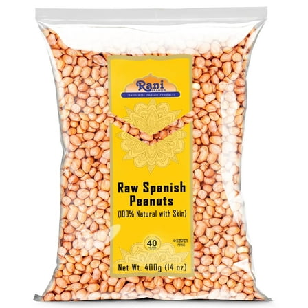 Rani Raw Spanish Peanuts 100% Natural with Skin (uncooked, unsalted) 14oz (400g) ~ Vegan | Gluten Friendly | Fresh Product of USA | Kosher | Red-brown Skin