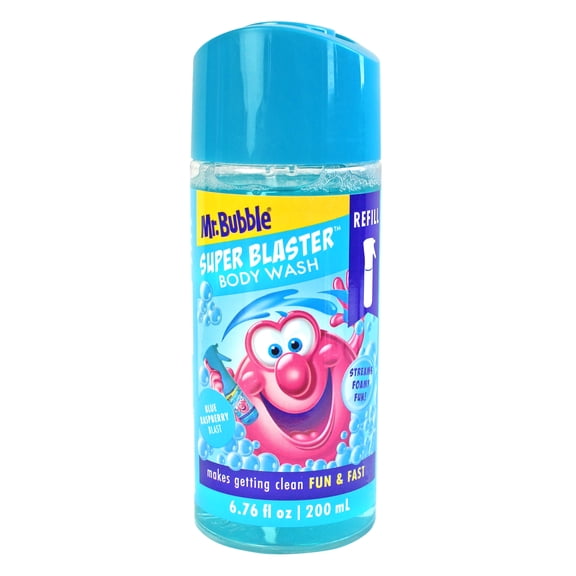 Mr. Bubble Blue Raspberry Blast Super Blaster Body Wash Refill, 6.76 fl oz.