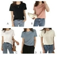 thumbnail image 2 of Maoww T-shirt Femme Été Col Rond Manches Courtes Couleur Unie Haut Décontracté, Noir, TTG, 2 of 7