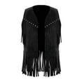 thumbnail image 1 of LiiYii Gilet Cowboy Western Rétro Cowgirl Hippie à Franges pour Enfants Sans Manches avec Rivets Noir 16, 1 of 6