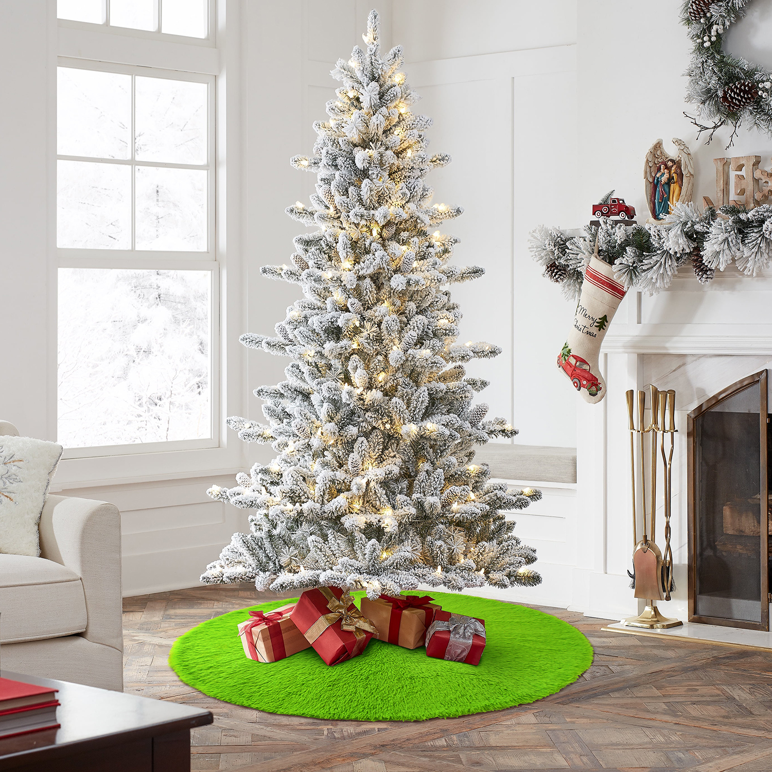 Ayieyill 48-Inch Faux Fur Green Christmas Tree Skirt photo 5