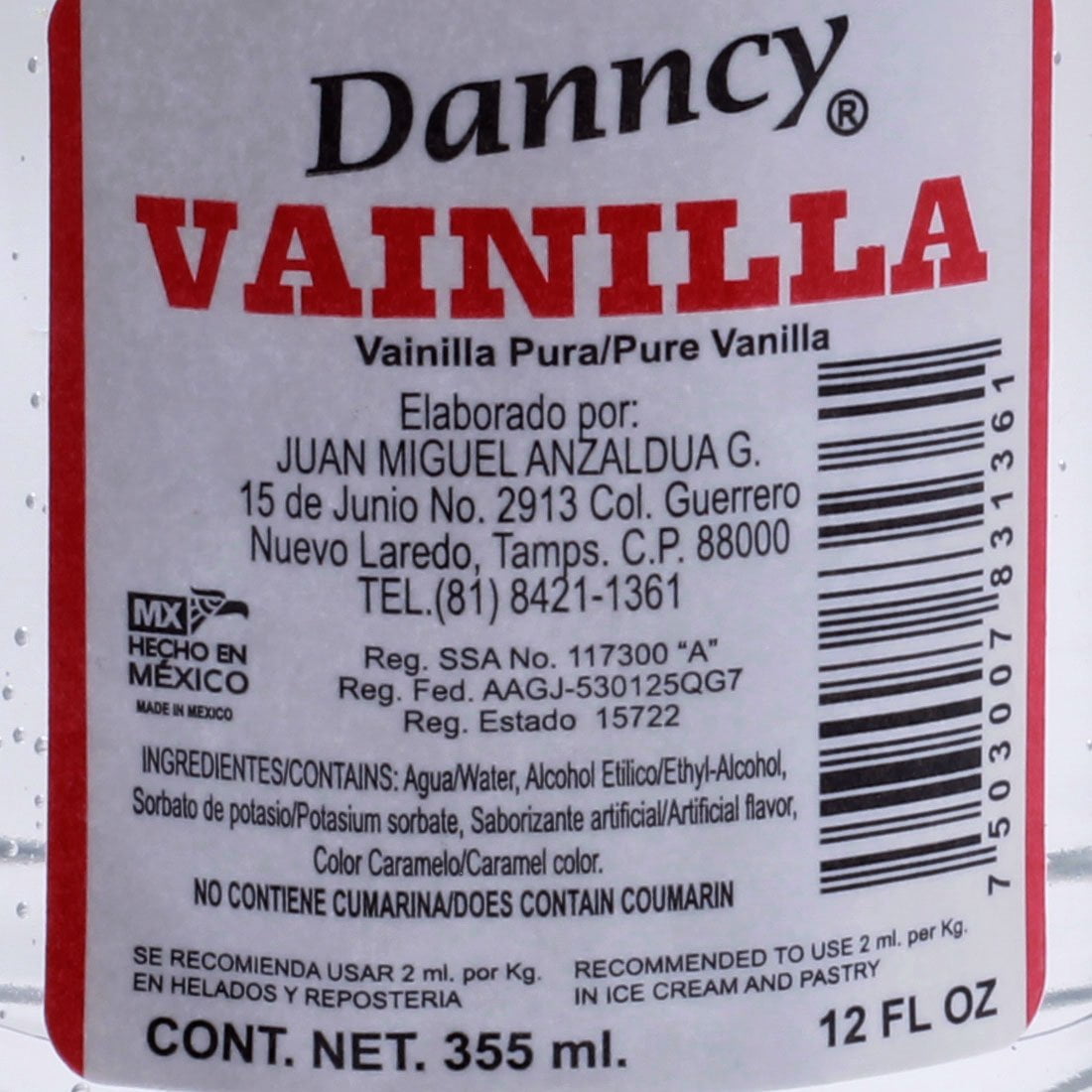 Danncy Clear Pure Mexican Vanilla Extract 6 pack 12Oz