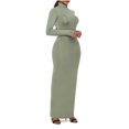 thumbnail image 2 of Women's Dresses Summer Maxi Plus Size Summer Solid Color Sexy Round Neck Tight Fitting Hip Hugging Dress Long Sleeved Round Neck And Ankle Dress, 2 of 5