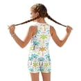 thumbnail image 2 of COEQINE Two Piece Taniki Swimsuit for Girls, Round Neck Top with Shorts Racerback Swimwear with Chest Pad, Modest Bathing Suit for 6-7 Year Olds, Easy Care, Summer Coconut Tree, 2 of 8