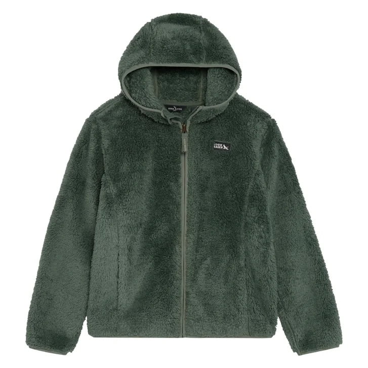 Eddie Bauer Youth Kid's High Pile Plush Hooded Full Zip Jacket