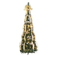 thumbnail image 1 of 6ft Pre-Lit Pop-Up Christmas Tree – Collapsible Holiday Tree with LED Lights and Metal Stand, Indoor Outdoor Decoration, 1 of 5