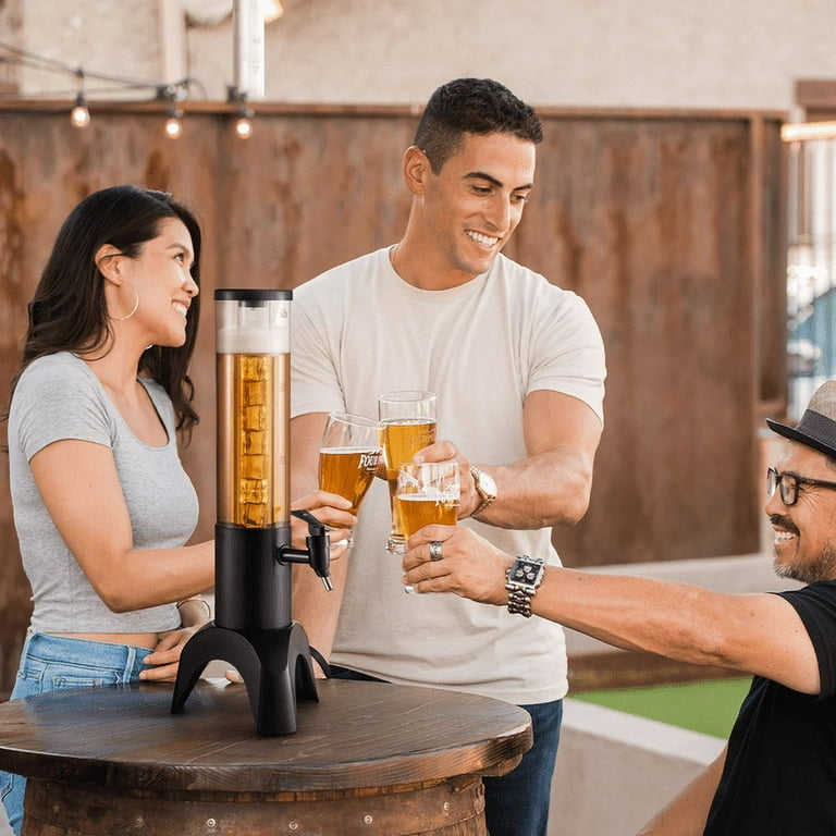 3L/100oz Iosa Tower Dispenser With Ice Tube And LED Light Tabletop Beer Dispenser Peacock Blue