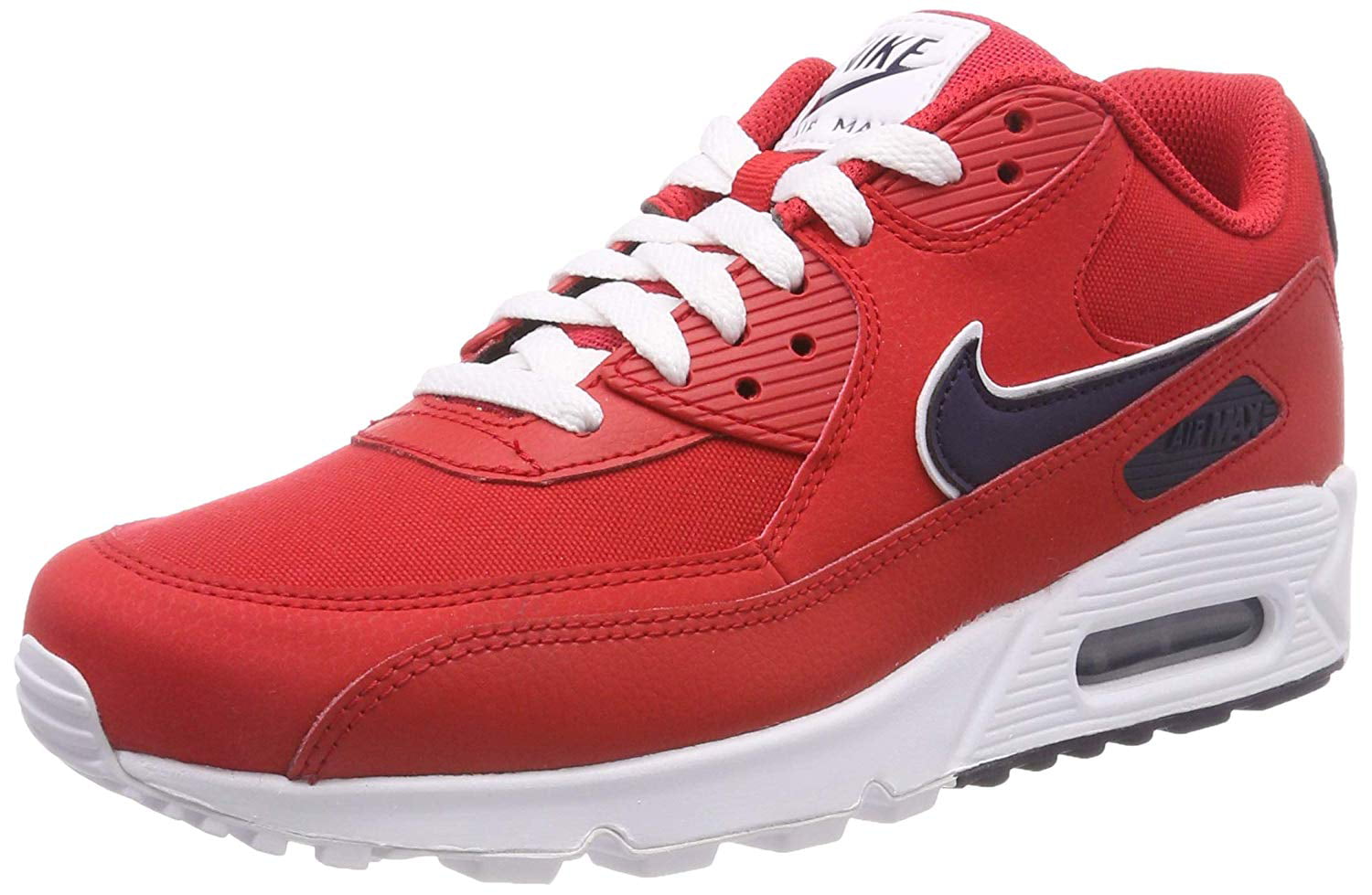 Nike AJ1285-601: Mens Air Max 90 Essential Gym Red/White Sneakers (10.5 D(M) US Men)