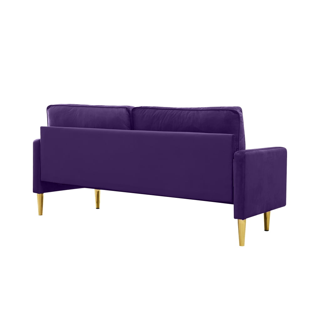 LUCKHAO   67" Modern Velvet Loveseat Sofa Couch, Mid-Century Tufted Upholstered Small Love Seat Couch, Small Spaces LoveSeat Sofa with 2 Pillows & 4 Golden Legs