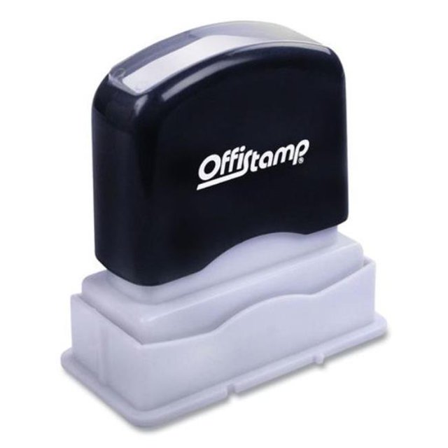 Offistamp MKG034520 1.63 x 0.38 Po. Tampon de Message Pré-Encré avec Date Vierge, Rouge - Message Intégré