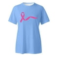 thumbnail image 4 of XFHLMJFF Women's Cancer Shirt Pink Ribbon Printed Short Sleeve O Neck Blouse Tee Tops, 4 of 5